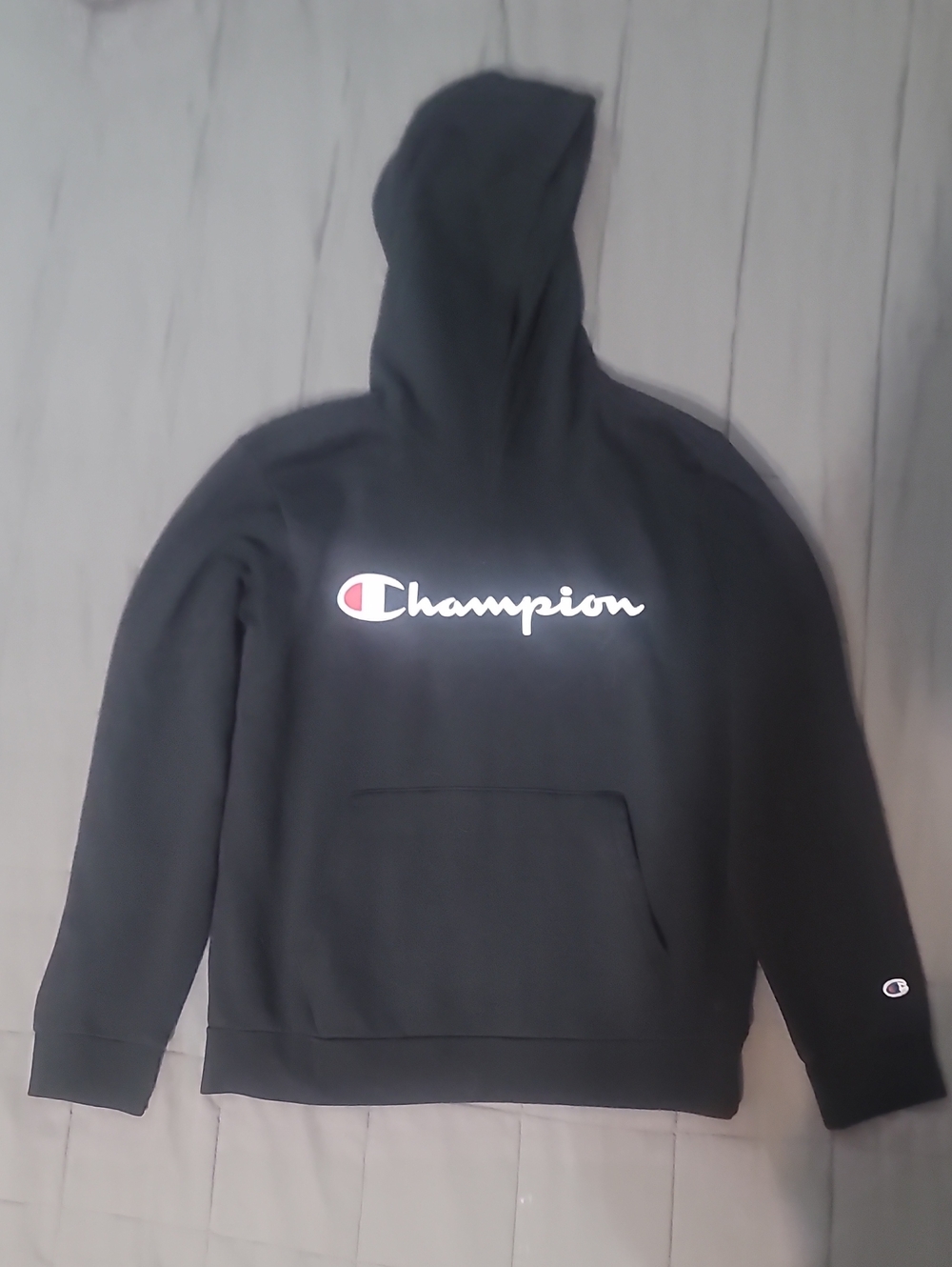 Youth Champion Black Hoodie with White Script Logo